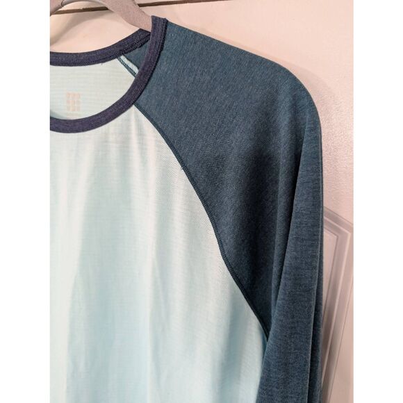 Title Nine Notton™ Raglan Long Sleeve Tee women's large blue baseball base - Picture 2 of 5